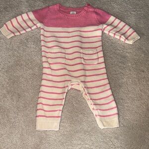 GAP Pink and Cream Striped Footie 6-12mo